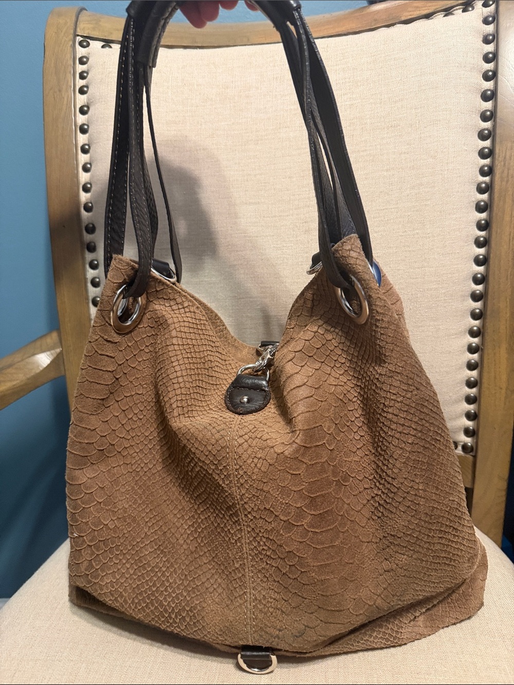 Vintage Vera Pelle Tan Textured Leather Hobo Shoulder Bag